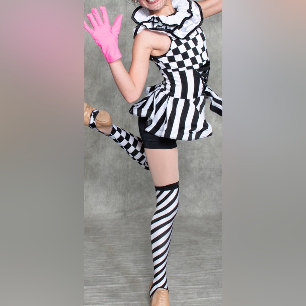Checked, striped dance costume